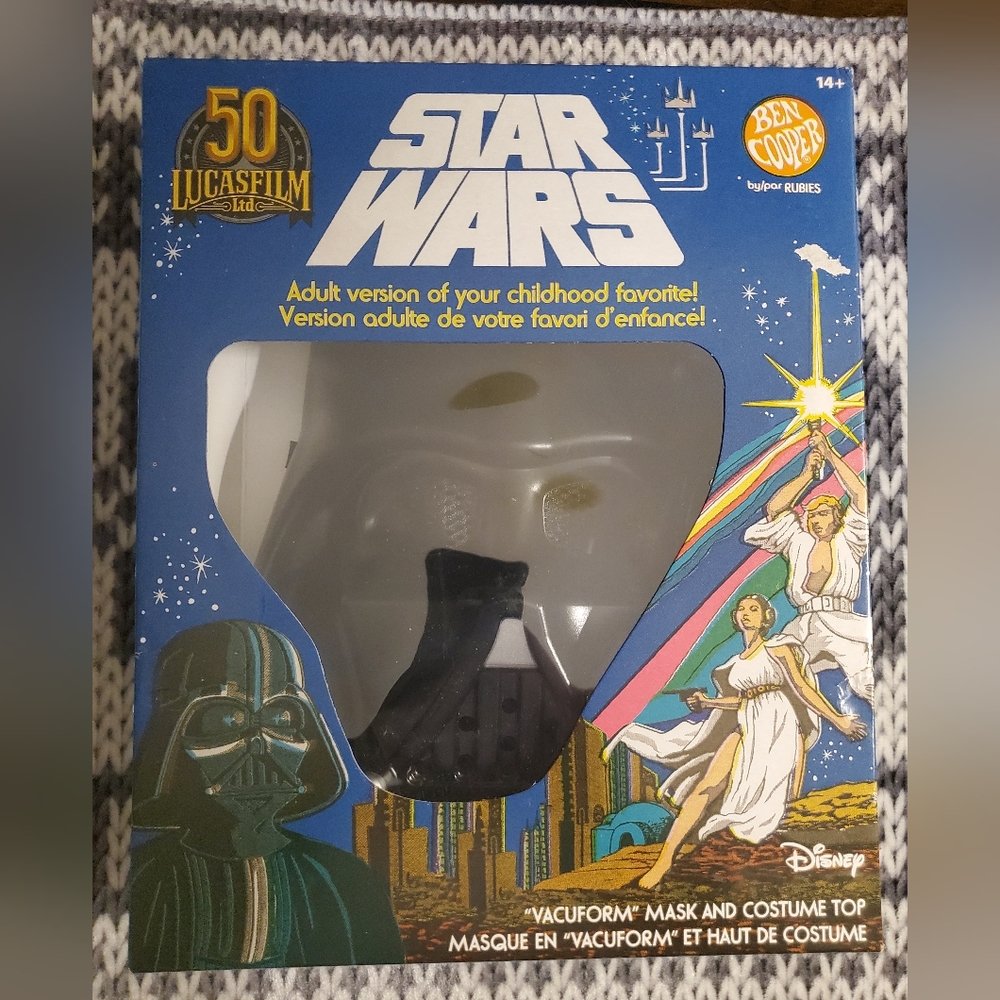 Ben Cooper Star Wars DARTH VADER Mask  Halloween Costume Adult 50th Anniversary